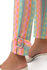 OPEN SIDES TROUSERS PRINTING PIQUE